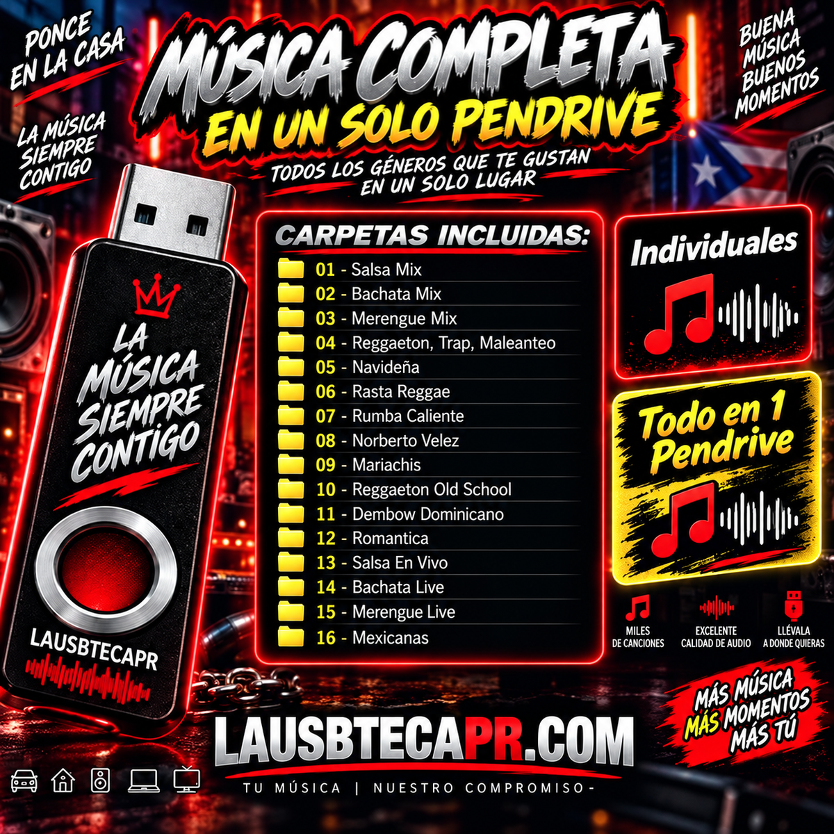 #21 - Todos Los Géneros En 1 (Organizado) (16 Carpetas) 4,200 Canciones