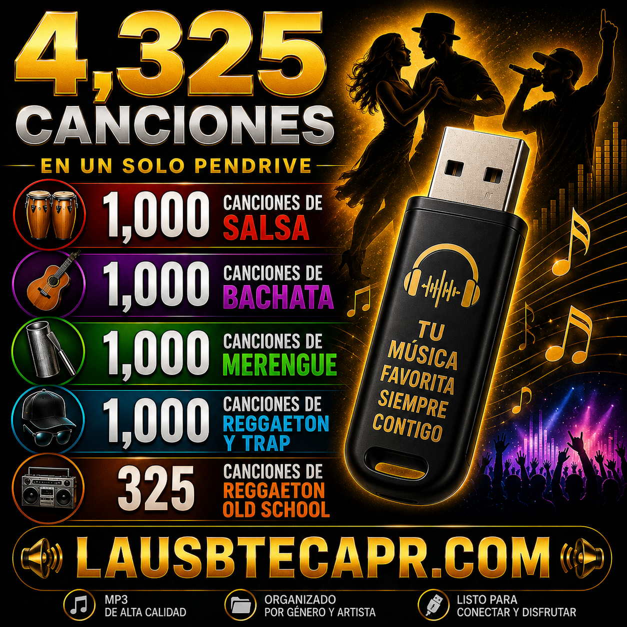 #14- Salsa, Bachata, Merengue, Reggaetón, Trap y Reggaetón Old School (4,325 canciones) mas de 200 Artistas