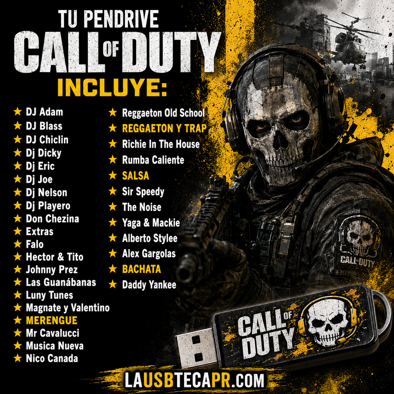 #16- Pendrive "Call Of Duty" 5,398 Canciones (Mas detalles en la descripción)