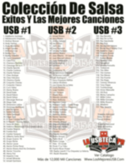 #12- (3 Pendrive) Colección de Salsa (Mas de 12,000 canciones) (Mas de 130 Artistas) (Lista de Artistas Imprimido en Papel) (Se envía en una caja)