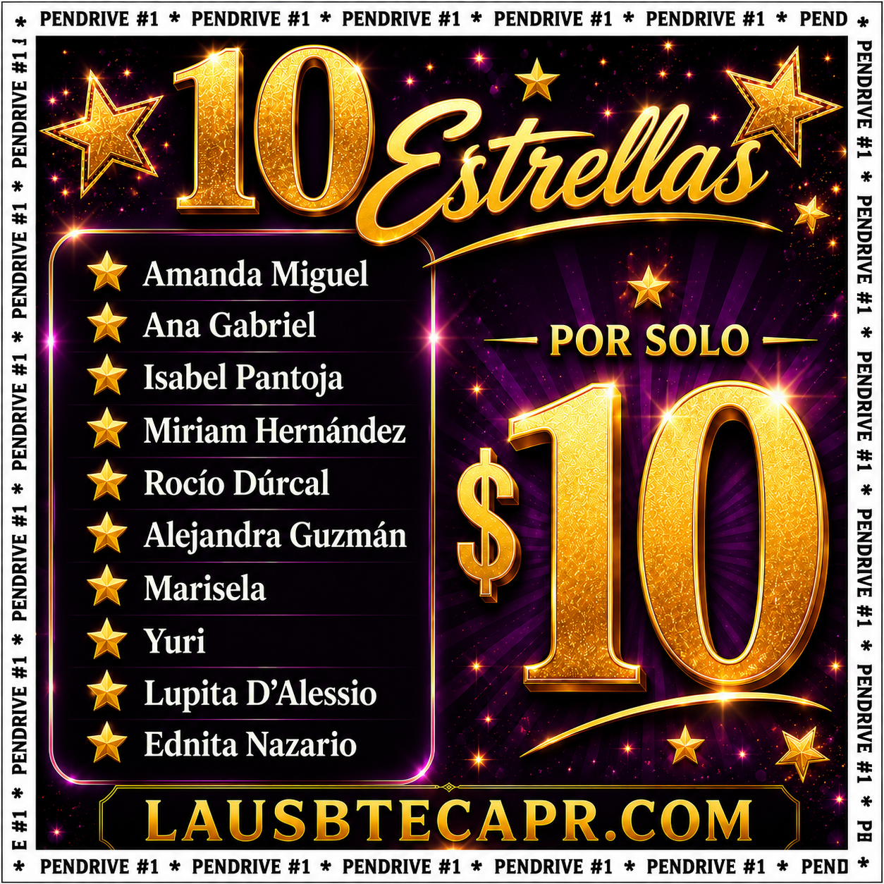 Pendrive 10 Estrellas #1 - (1,296 Canciones)