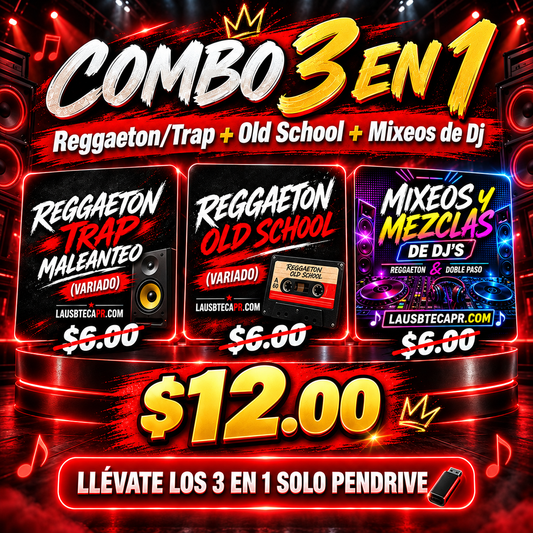 (Combo 3 En 1) Reggaeton / Trap / Old School / Mixeos de Djs