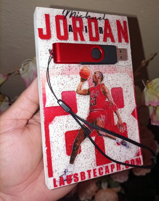 Cuadro (MJ) Full Color Clear y Glitter Rojo con Plata + Pendrive Personalizado