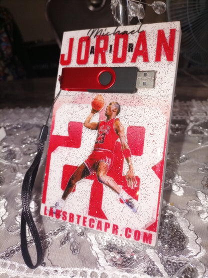 Cuadro (MJ) Full Color Clear y Glitter Rojo con Plata + Pendrive Personalizado