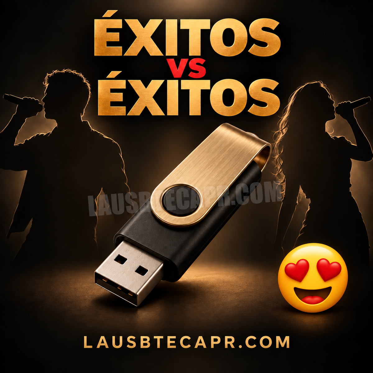 Éxitos Vs Éxitos — pendrive con música, dos artistas y emoji 😍