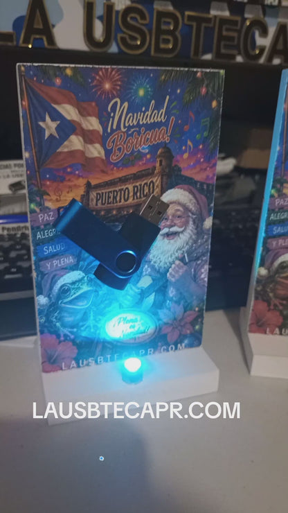 Display de Mesa Personalizado de Navidad + Luz Led Multicolor + Pendrive Con Música Removible